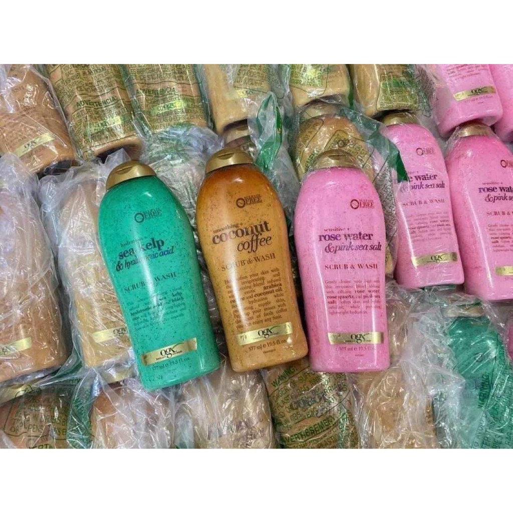 SỮA TẮM TẨY TẾ BÀO CHẾT OGX BODY SCRUB & WASH CHAI 577ML CỦA MỸ