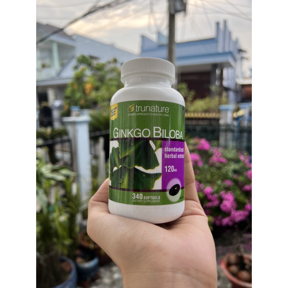 Viên Uống Hỗ Trợ Tuần Hoàn Não Trunature Ginkgo Biloba, 340 Softgels [Mẫu mới, Hộp 340 viên]