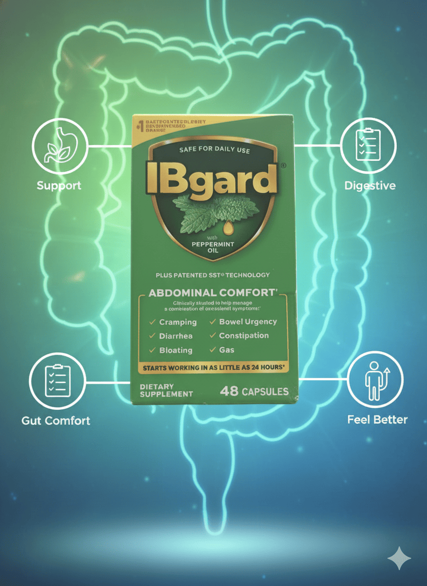Viên Uống IBgard 48 viên – Giải Pháp Thiên Nhiên Cho Dạ Dày & Đường Ruột Nhạy Cảm IBgard – Fast Relief for Stomach & Digestive Discomfort 💚 (48 Capsules)
