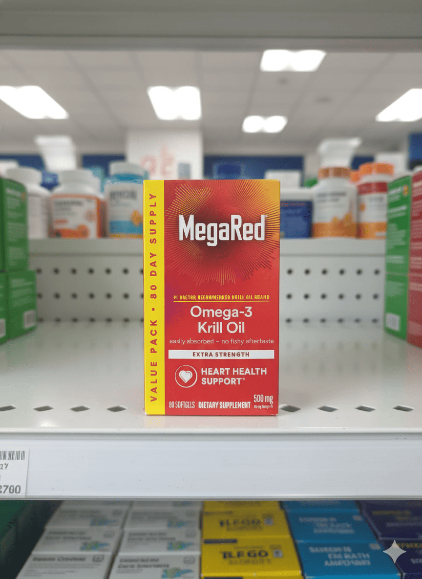 MegaRed Omega-3 Krill Oil Extra Strength 500mg – 80 viên | Hỗ trợ tim mạch – Hấp thu tốt – Không mùi tanh