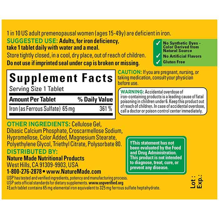Có bill Viên Sắt Nature Made Iron 65mg. 365 viên