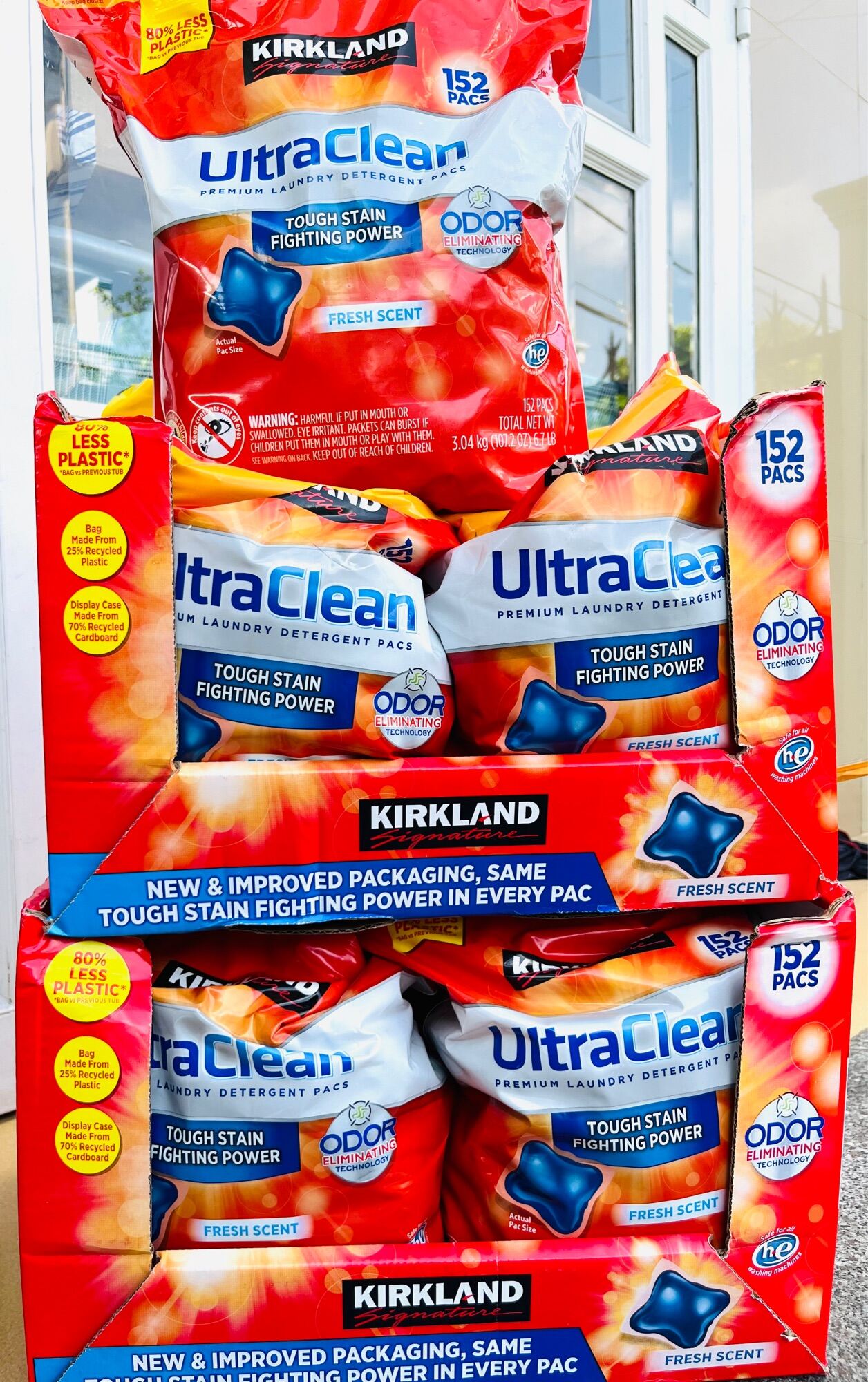 Mẫu mới dạng túi . Viên giặt Kirkland Ultra Clean 152 viên 3.04kg của Mỹ