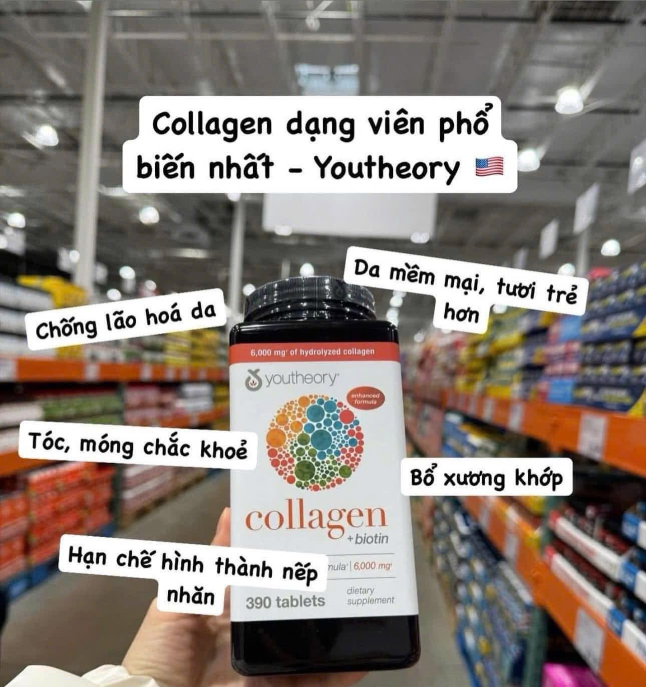 Youtheory Chính Hãng - Viên Uống Collagen Youtheory Đẹp Da Chống Lão Hóa Youtheory 390 Viên