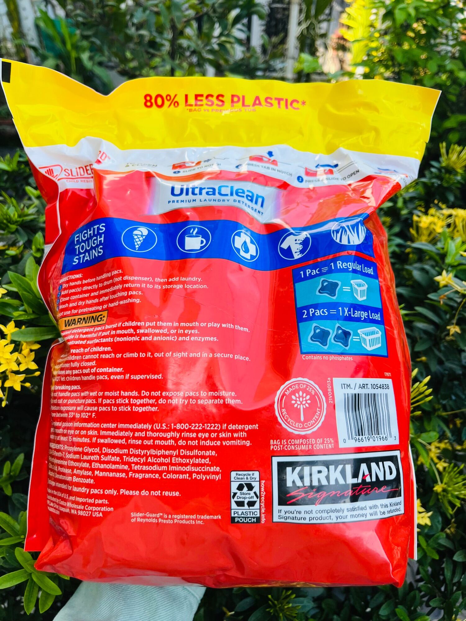 Mẫu mới dạng túi . Viên giặt Kirkland Ultra Clean 152 viên 3.04kg của Mỹ