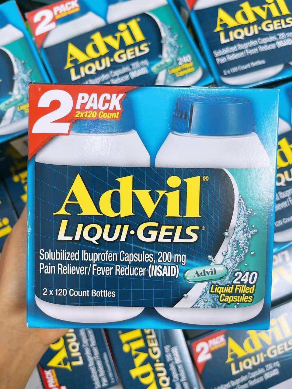 CHÍNH HÃNG MỸ Viên giảm đau sốt Advil Liqui-Gels 200mg 240 Liquid Capsules