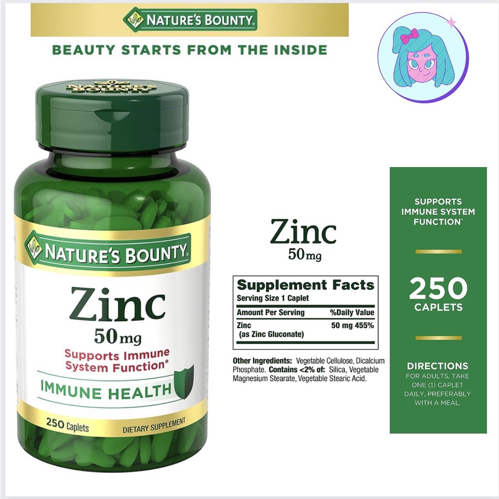 Viên Uống Bổ Sung Kẽm Nature's Bounty Zinc 50mg – Hộp 400 Viên