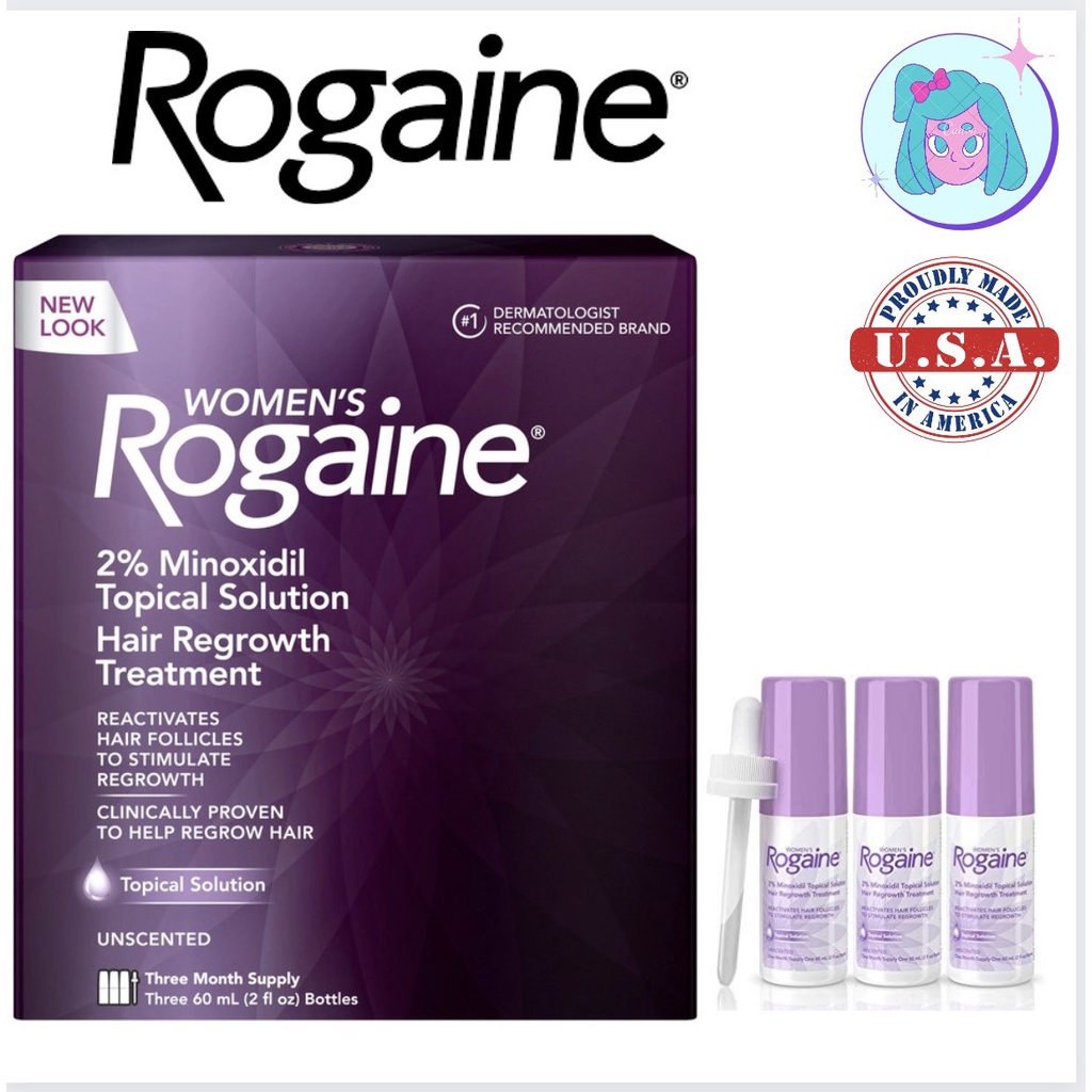 DUNG DỊCH HỖ TRỢ MỌC TÓC CHO NỮ WOMEN'S ROGAINE 2% MINOXIDIL TOPICAL SOLUTION HỘP 3 CHAI (DÙNG 3 THÁNG) CỦA MỸ