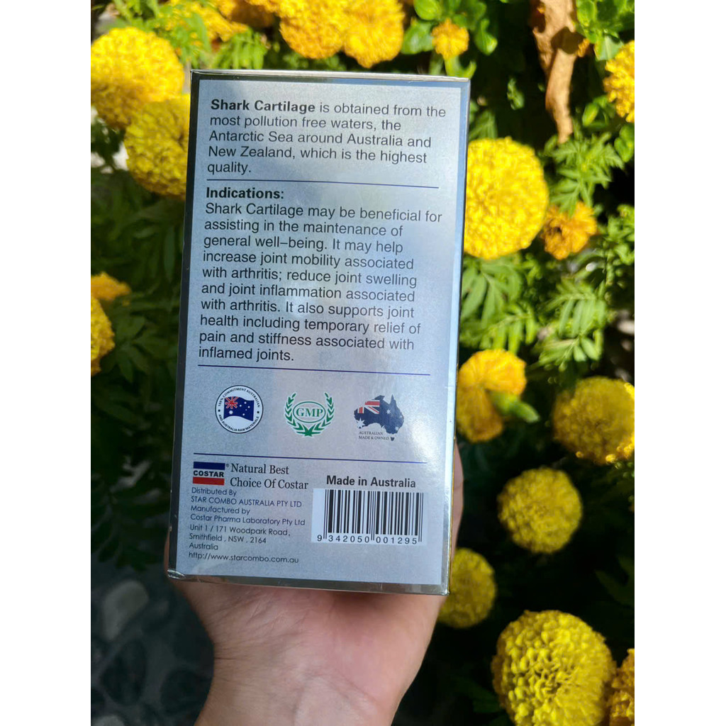 Viên Uống Sụn Vi Cá Mập Úc Costar Shark Cartilage Premium Quality 750mg (Hộp 365 Viên)