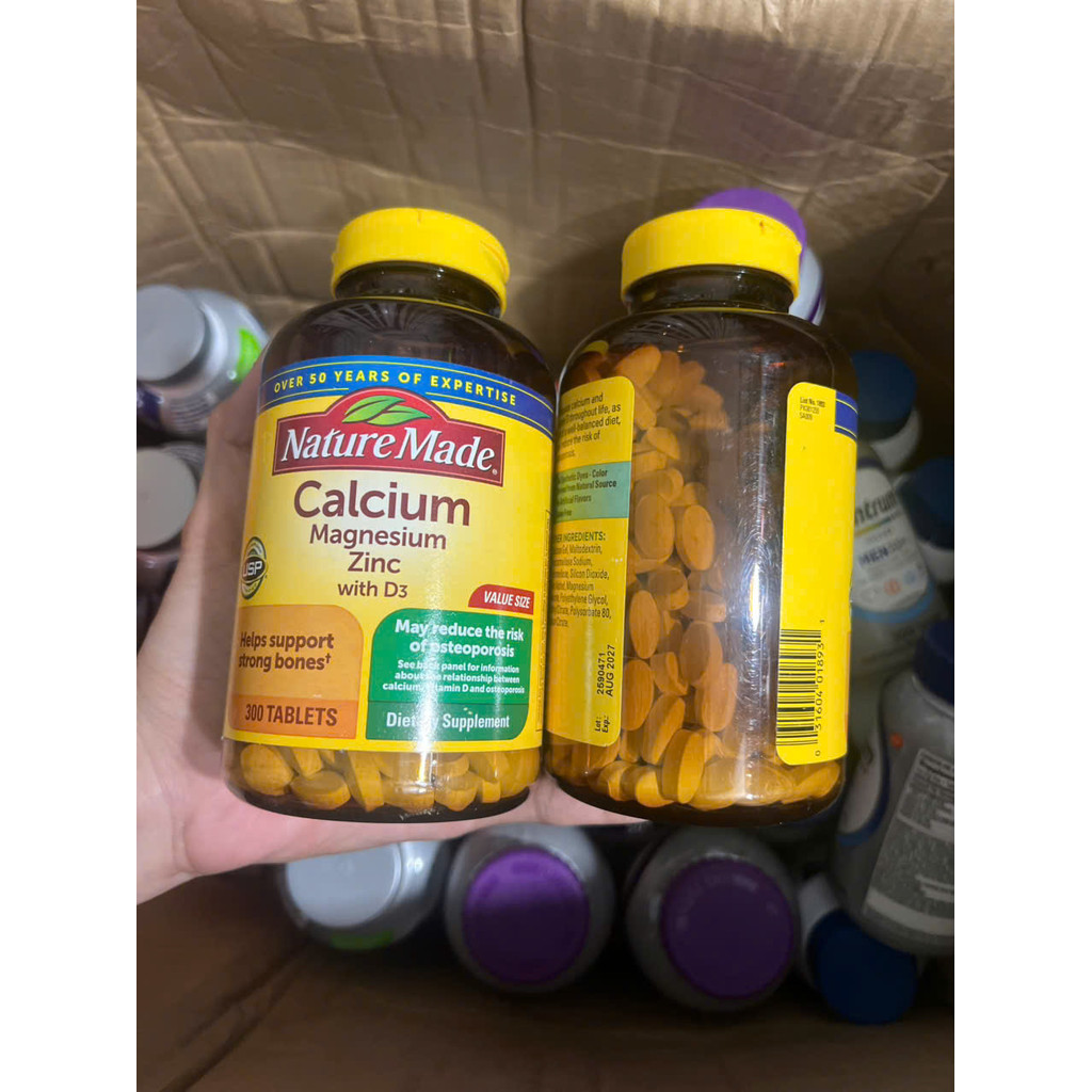 Viên Uống Hỗ Trợ Xương Khắc Khỏe Nature Made Calcium Magnesium Zinc Với D3 (Chai 300 Viên)