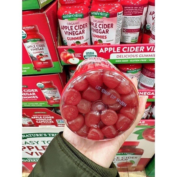 Date 11/2025 Kẹo dẻo giấm táo hữu cơ Nature's Truth Organic Apple Cider Vinegar 120 viên từ MỸ giả m mỡ giả m cân