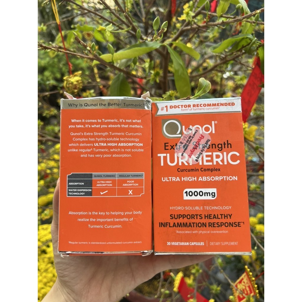 VIÊN TINH CHẤT NGHỆ TƯƠI 120 viên QUNOL EXTRA STRENGTH TURMERIC CURCUMIN COMPLEX 1000MG MỸ