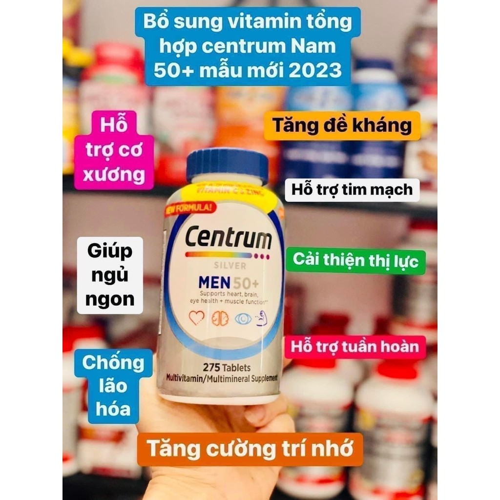 Bổ tổng hợp Centrum Silver Ultra Men's 50+ chai 275 viên từ Mỹ. Vitamin cho đàn ông trên 50 tuổi