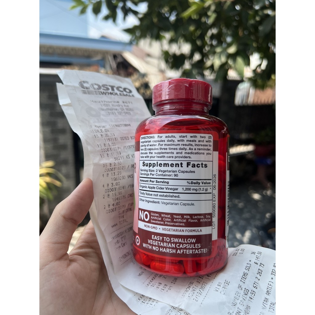 Viên giấm táo hữu cơ Apple Cider Vinegar 1200mg 180 viên
