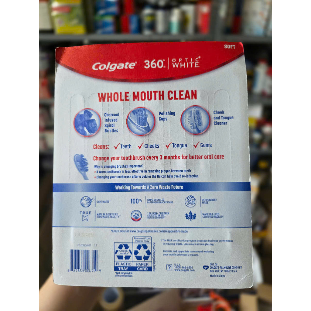 VỈ 8 CÂY BÀN CHẢI ĐÁNH RĂNG LÀM TRẮNG RĂNG COLGATE 360 OPTIC WHITE CỦA MỸ