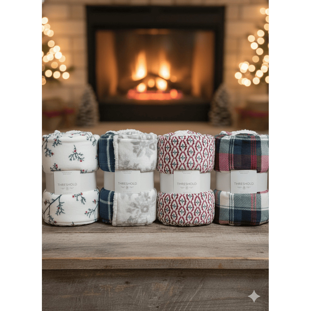 Chăn Throw Threshold –  127 × 152 cm (50 × 60 in) Siêu Mềm Mịn, Ấm Áp – Hàng Mỹ