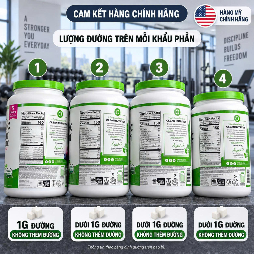 [HÀNG MỸ] Bột Protein Hữu Cơ Thực Vật Orgain Organic Protein Powder (Hộp 920g - 1200g - 1240g)