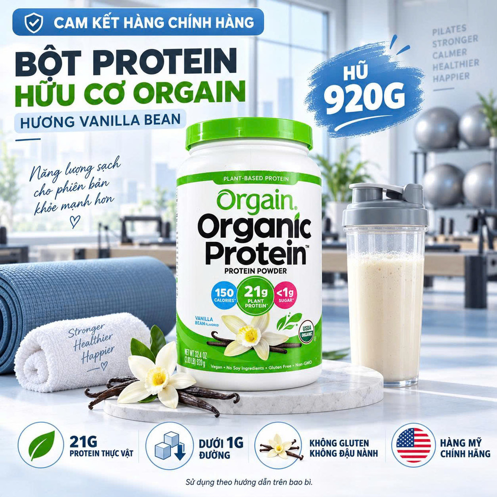[HÀNG MỸ] Bột Protein Hữu Cơ Thực Vật Orgain Organic Protein Powder (Hộp 920g - 1200g - 1240g)