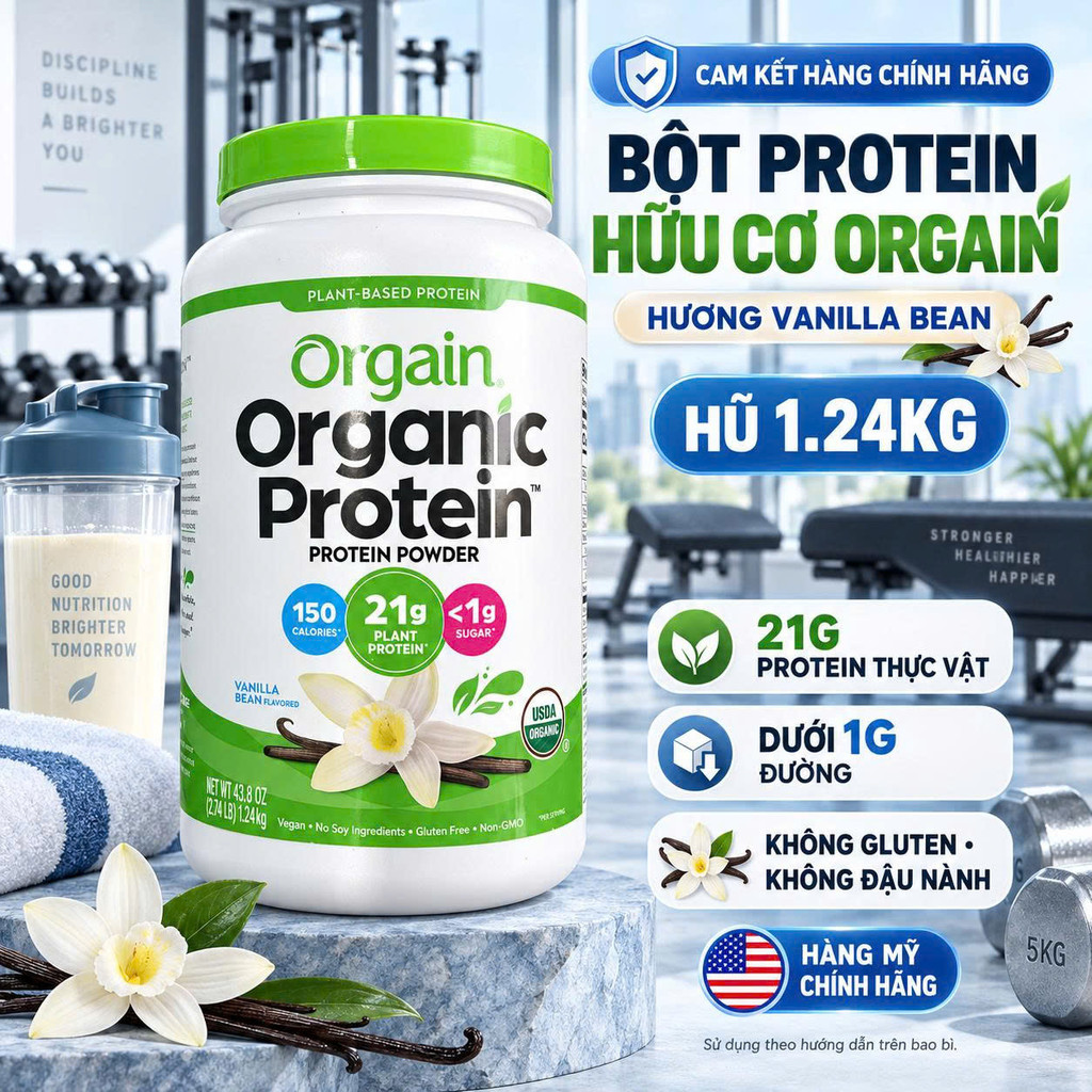 [HÀNG MỸ] Bột Protein Hữu Cơ Thực Vật Orgain Organic Protein Powder (Hộp 920g - 1200g - 1240g)