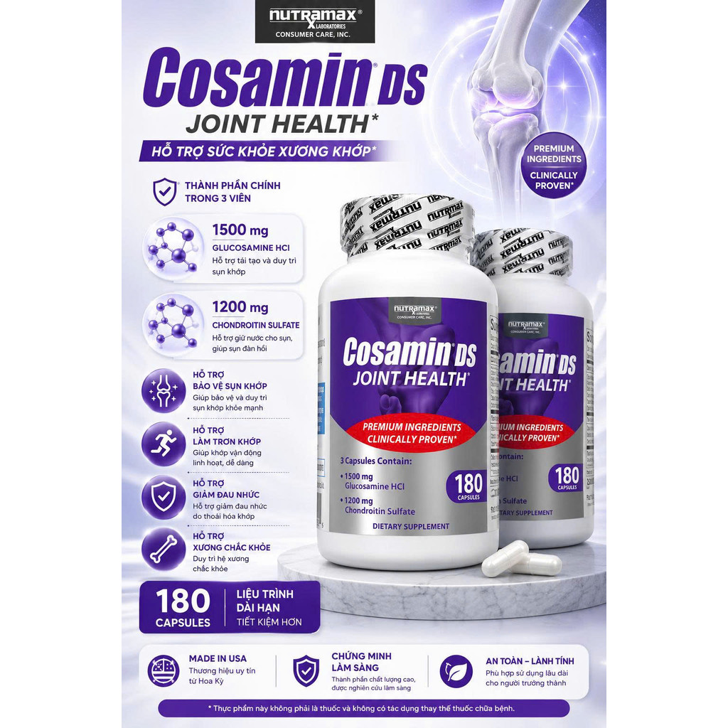 Hàng MỸ Viên tái tạo sụn khớp Cosamin DS 230 viên- 210 viên For Joint Health