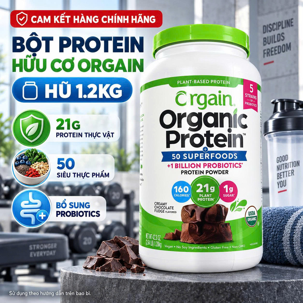 [HÀNG MỸ] Bột Protein Hữu Cơ Thực Vật Orgain Organic Protein Powder (Hộp 920g - 1200g - 1240g)
