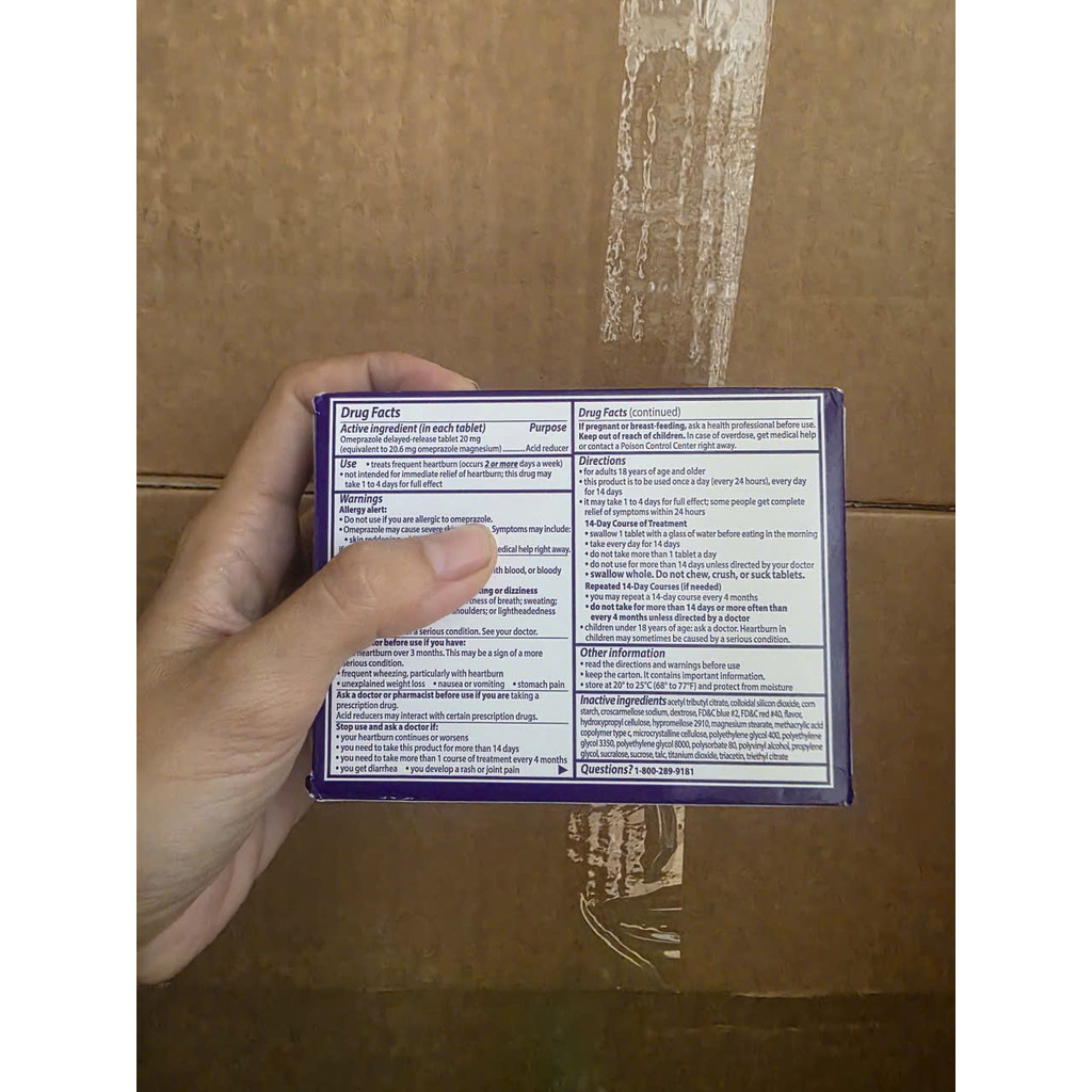 💊 VIÊN UỐNG HỖ TRỢ ĐIỀU TRỊ TRÀO NHƯỢC, Ợ NÓNG PRILOSEC OTC 20MG HỘP 42 VIÊN CỦA MỸ