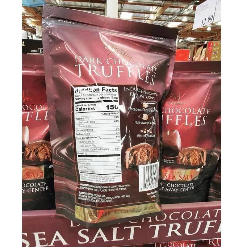KẸO SOCOLA NẤM VỊ MUỐI BIỂN UTAH TRUFFLES DARK CHOCOLATE TRUFFLES WITH SEA SALT TÚI 448G CỦA MỸ