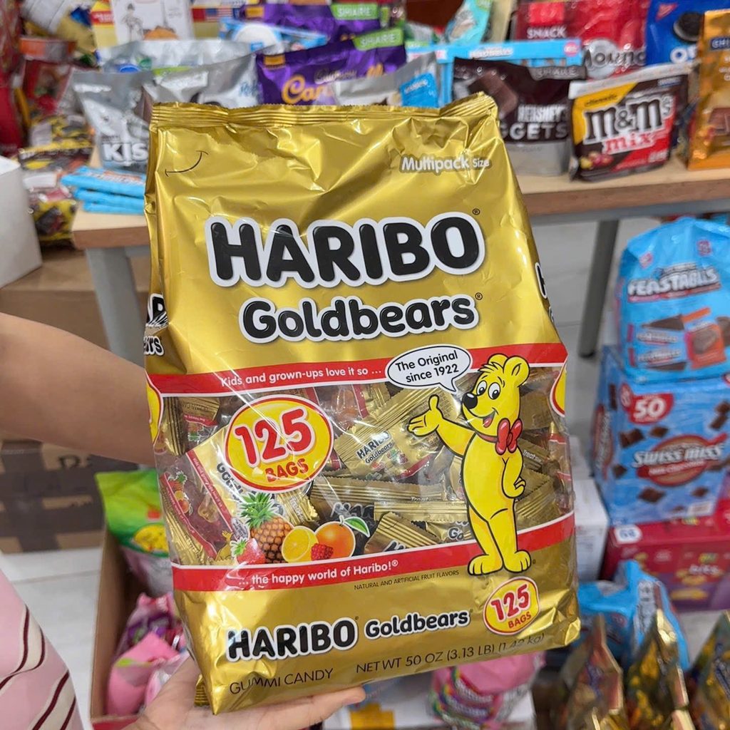 [CHÍNH HÃNG MỸ] Kẹo Dẻo Gấu Haribo Goldbears - Túi Multipack 125 Gói Nhỏ Tiện Lợi
