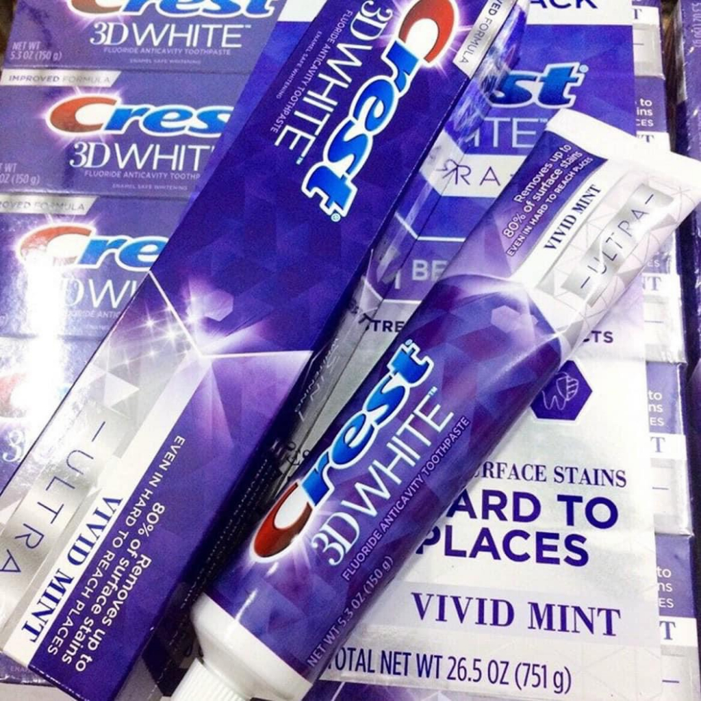 Mẫu mới lốc 5 Kem Đánh Răng Crest 3D White Vivid Mint Ultra 158g