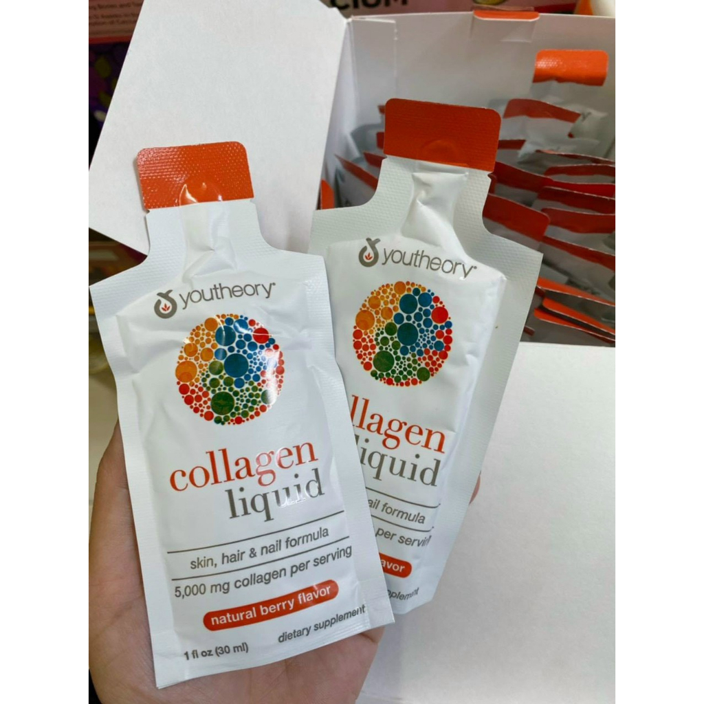 [Chính Hãng] Collagen Nước Youtheory Collagen Liquid Berry Flavor Hộp 30 gói x 30ml - Mỹ