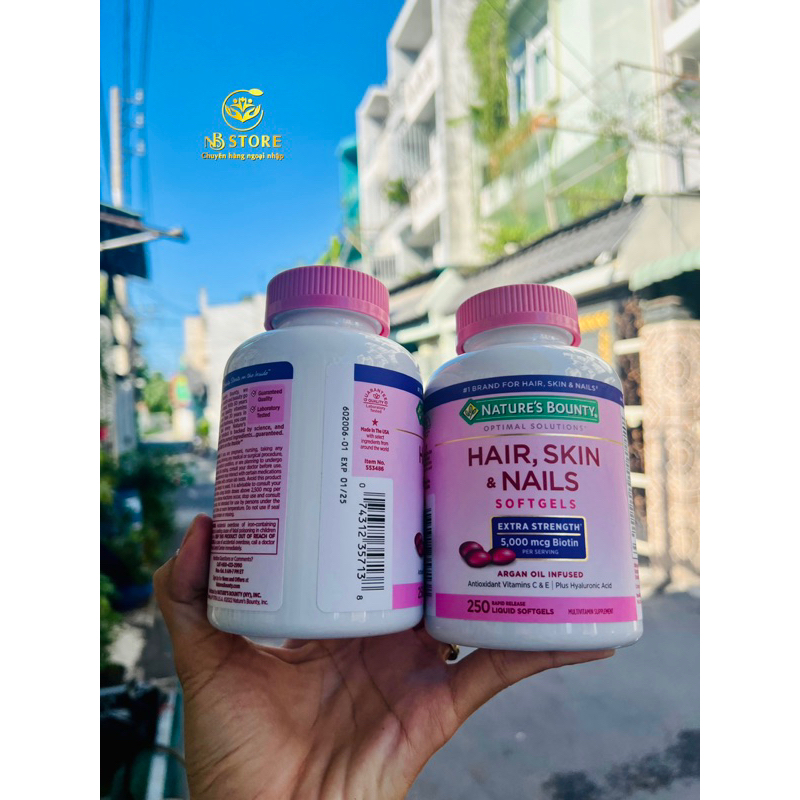 [date mới nhất 01/2025] hair skin nails Viên Uống Đẹp Da, Tóc, Móng Hair Skin Nail Nature's Bounty 250 Viên Mỹ