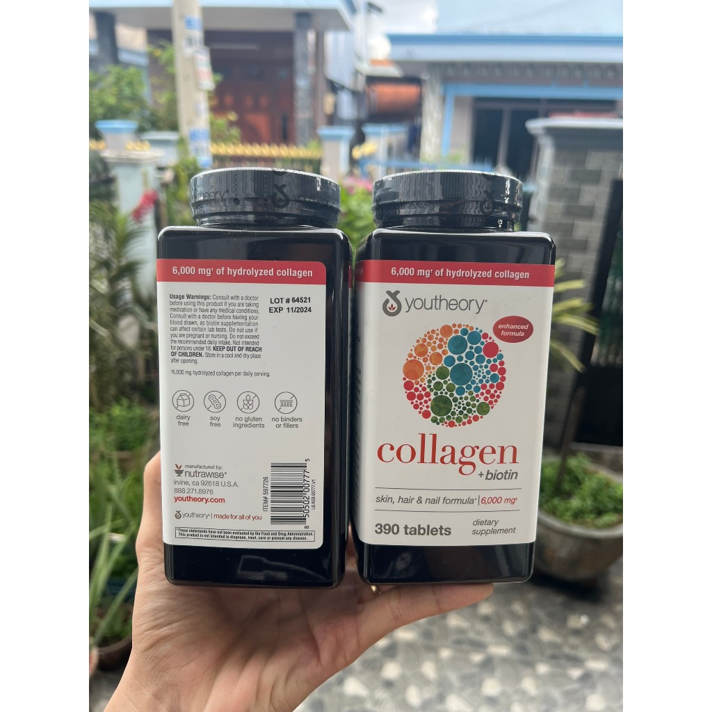 Viên uống Youtheory Collagen Type 1 2 & 3 chống lão hóa 390 viên