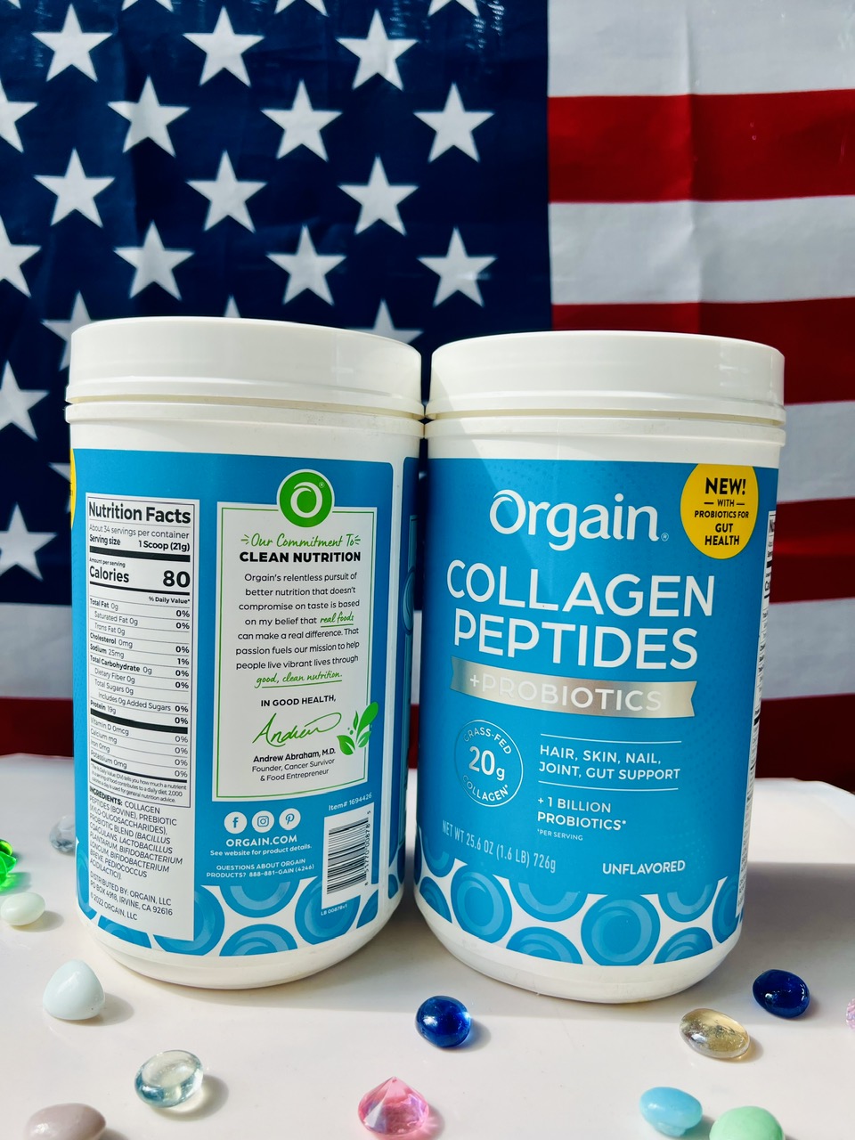 Bột Collagen Peptides + Probiotics Orgain 726g chính hãng của Mỹ