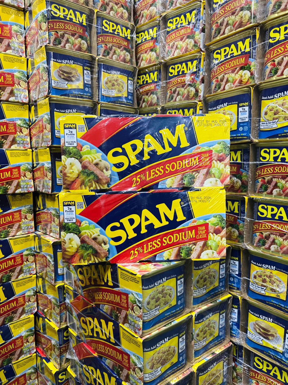 GIÁ SỈ Lốc 8 hộp thịt đóng hộp spam 25% less sodium 1.36kg