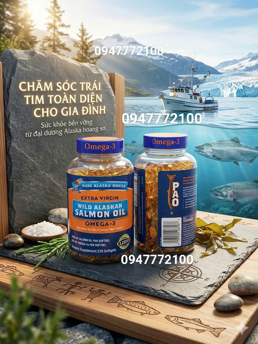 Dầu Cá Hồi Tự Nhiên Pure Alaska Omega Wild Alaskan Salmon Oil 1000mg (Hộp 210 Viên)