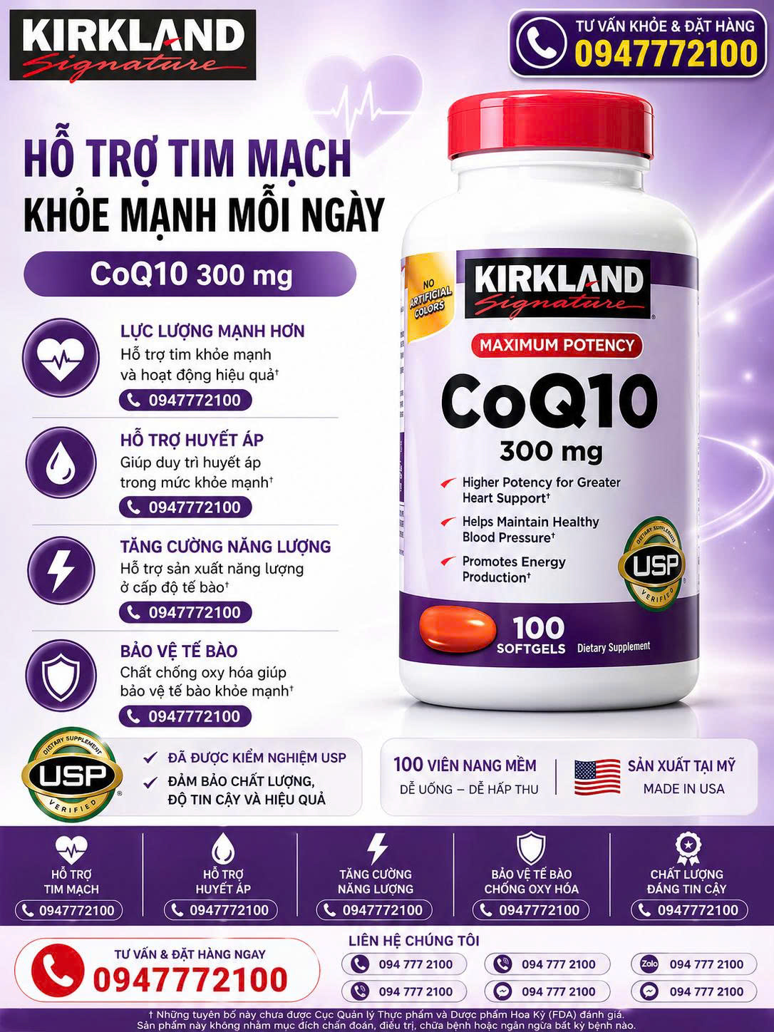 Kirkland Signature CoQ10 300mg – Giải Pháp Năng Lượng Tối Ưu Cho Trái Tim Khỏe Mạnh (100 Viên)