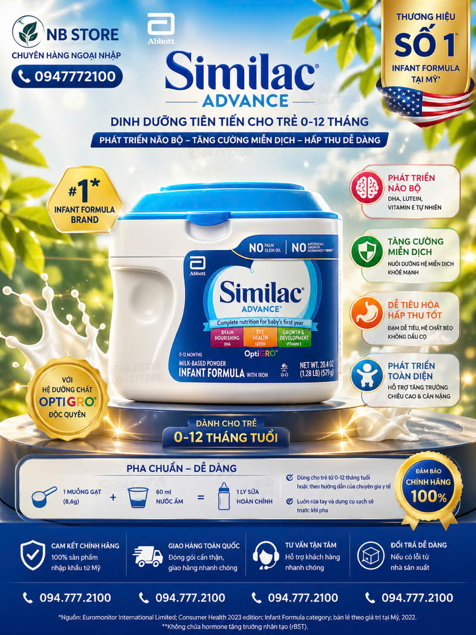 Sữa Bột Similac Advance 584g – Cho Bé Từ 0 Đến 12 Tháng Tuổi | Hỗ Trợ Phát Triển Não Bộ & Thị Lực