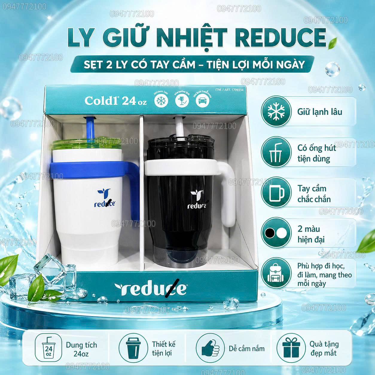 [CHÍNH HÃNG MỸ] Bộ 2 Ly Giữ Nhiệt Reduce Cold1 24oz – Tiện Lợi, Thời Trang & Bền Bỉ