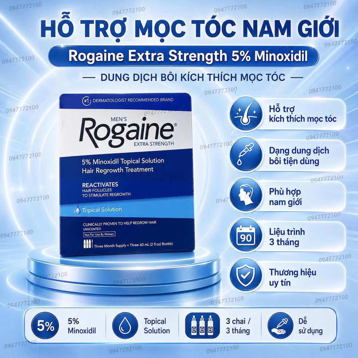 [CHÍNH HÃNG MỸ] Dung Dịch Mọc Tóc Men's Rogaine Extra Strength 5% Minoxidil