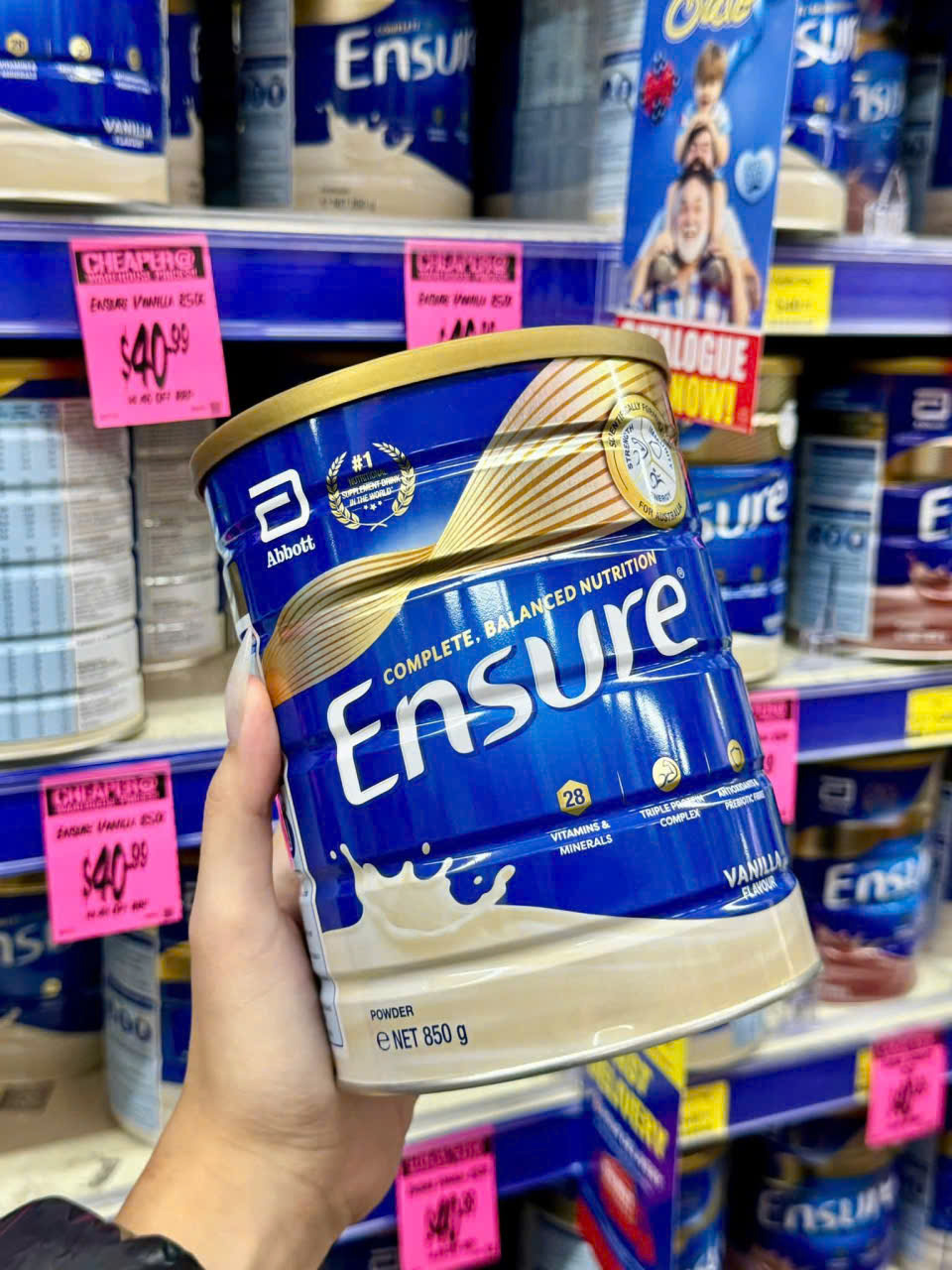 Sữa Ensure Úc loại 850g. Sữa Bột Ensure Complete, Balanced Nutrition Hương Vanilla – Lon 850g
