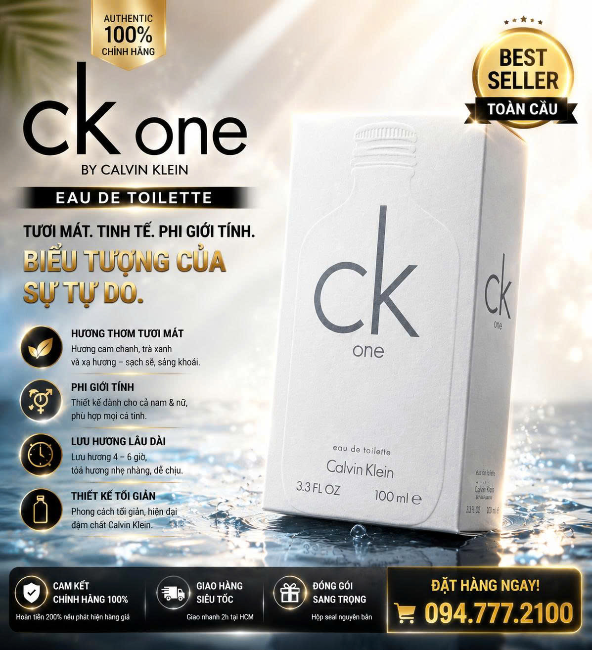 Nước Hoa Unisex Calvin Klein CK One Eau De Toilette (Chai 100ml)