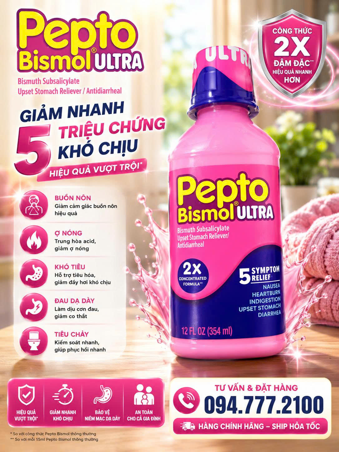 VIÊN NHAI HỖ TRỢ TIÊU HÓA, TRỊ ĐAU DẠ DÀY PEPTO-BISMOL CHEWABLES VỊ ANH ĐÀO (CHERRY) HỘP 30 VIÊN CỦA MỸ