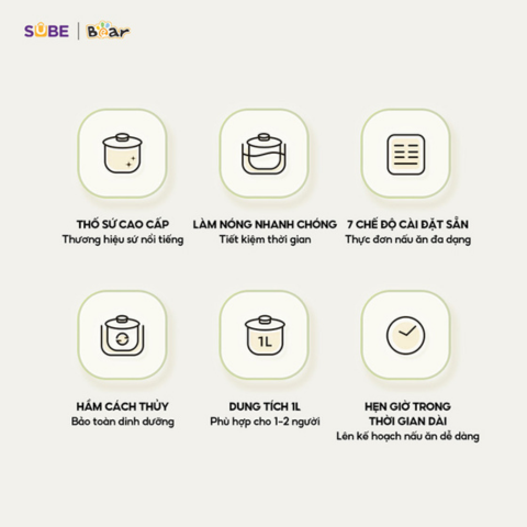 Nồi Nấu Chậm Bear 1L SB-NNC10