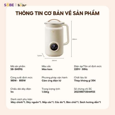 Máy Làm Sữa Hạt Bear 1L SB-SH09Q
