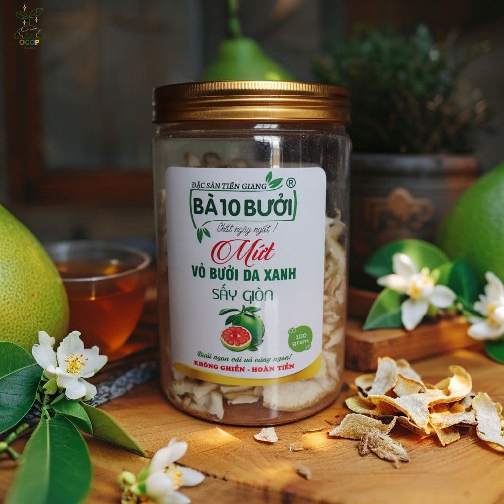MỨT VỎ BƯỞI XA DANH SẤY GIÒN BÀ MƯỜI BƯỞI - 100GR