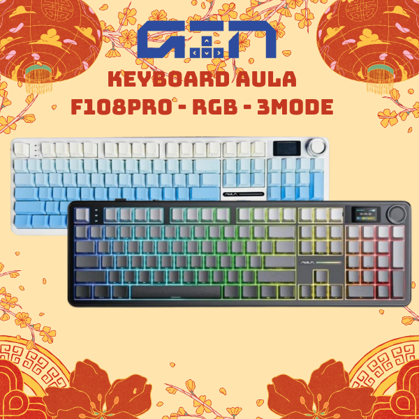 [Màn Led] Bàn phím cơ AULA F108 Pro | 3mode | Hotswap | Led RGB | Màn Hình TFT