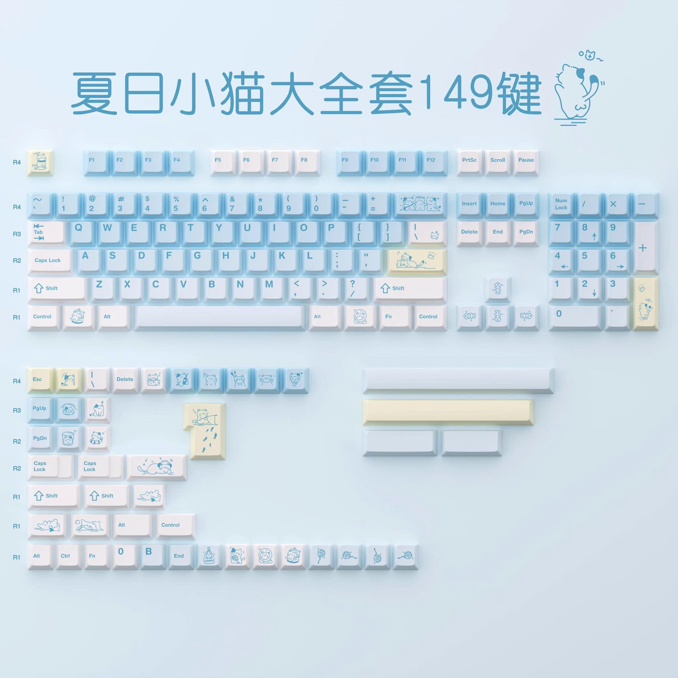[Keycap Đẹp] Bộ Keycap bàn phím Mèo | PBT | Xuyên Led PC