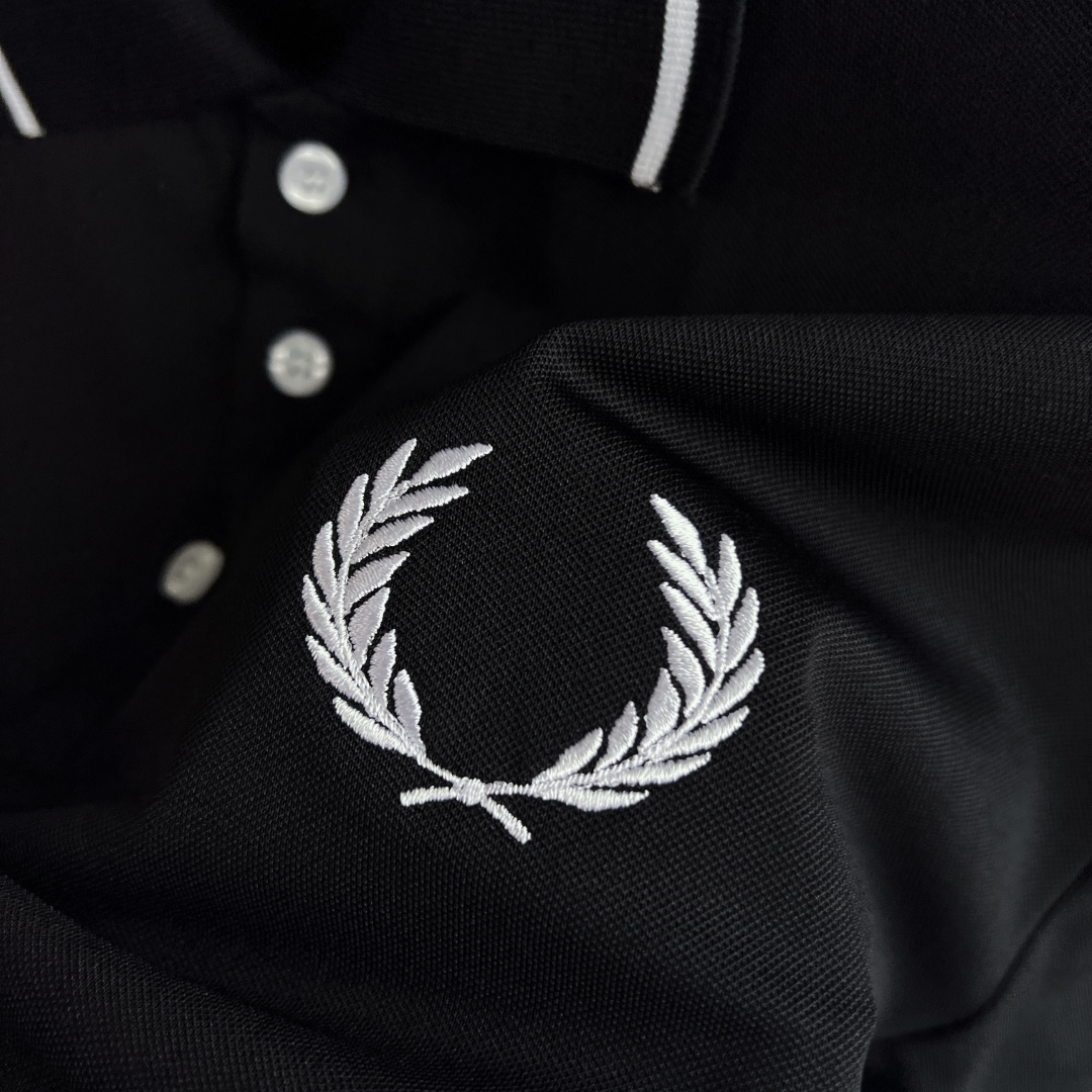 Áo Polo Bigsize Thêu Bông lúa Màu Đen