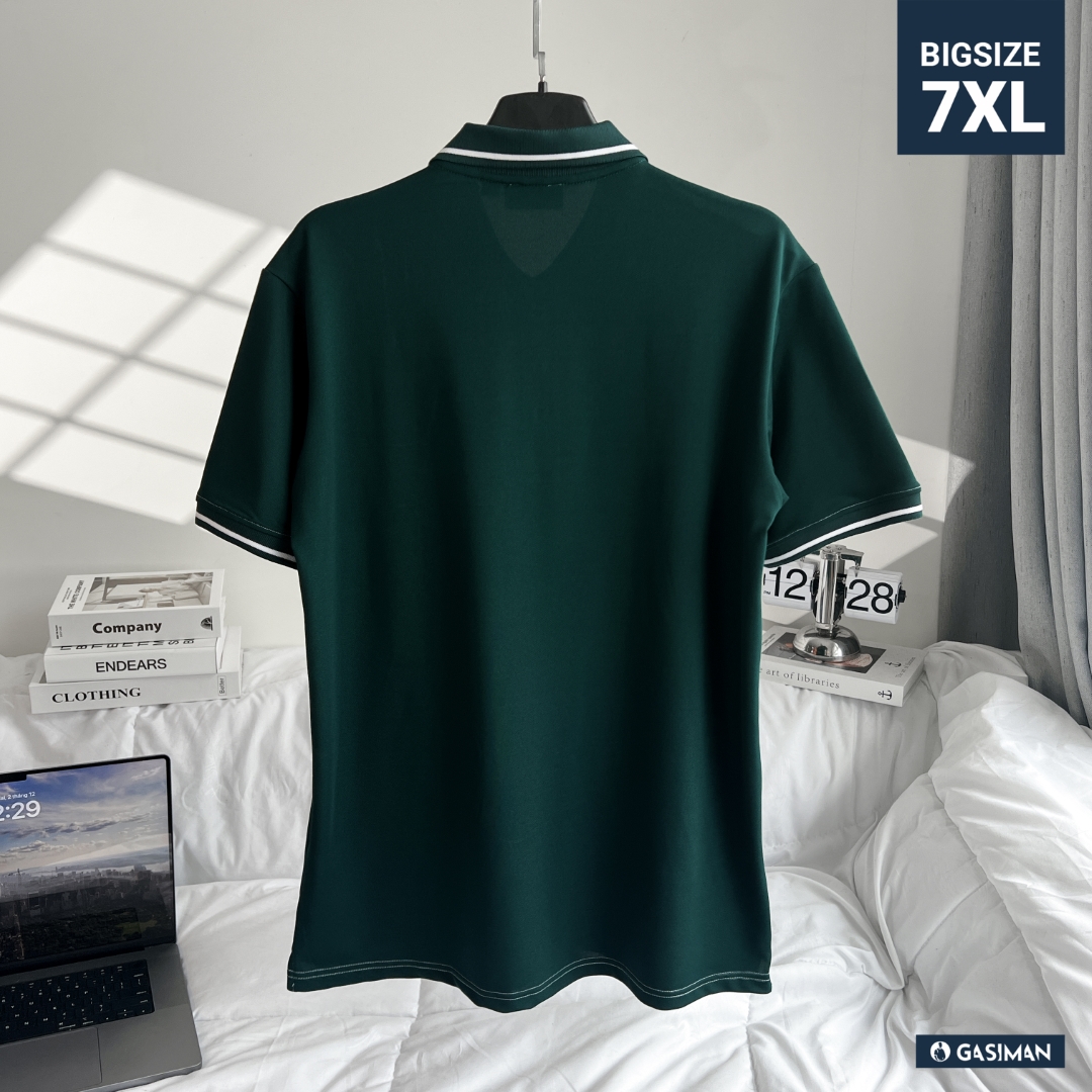 Áo Polo Bigsize Thêu Bông lúa Màu Xanh rêu