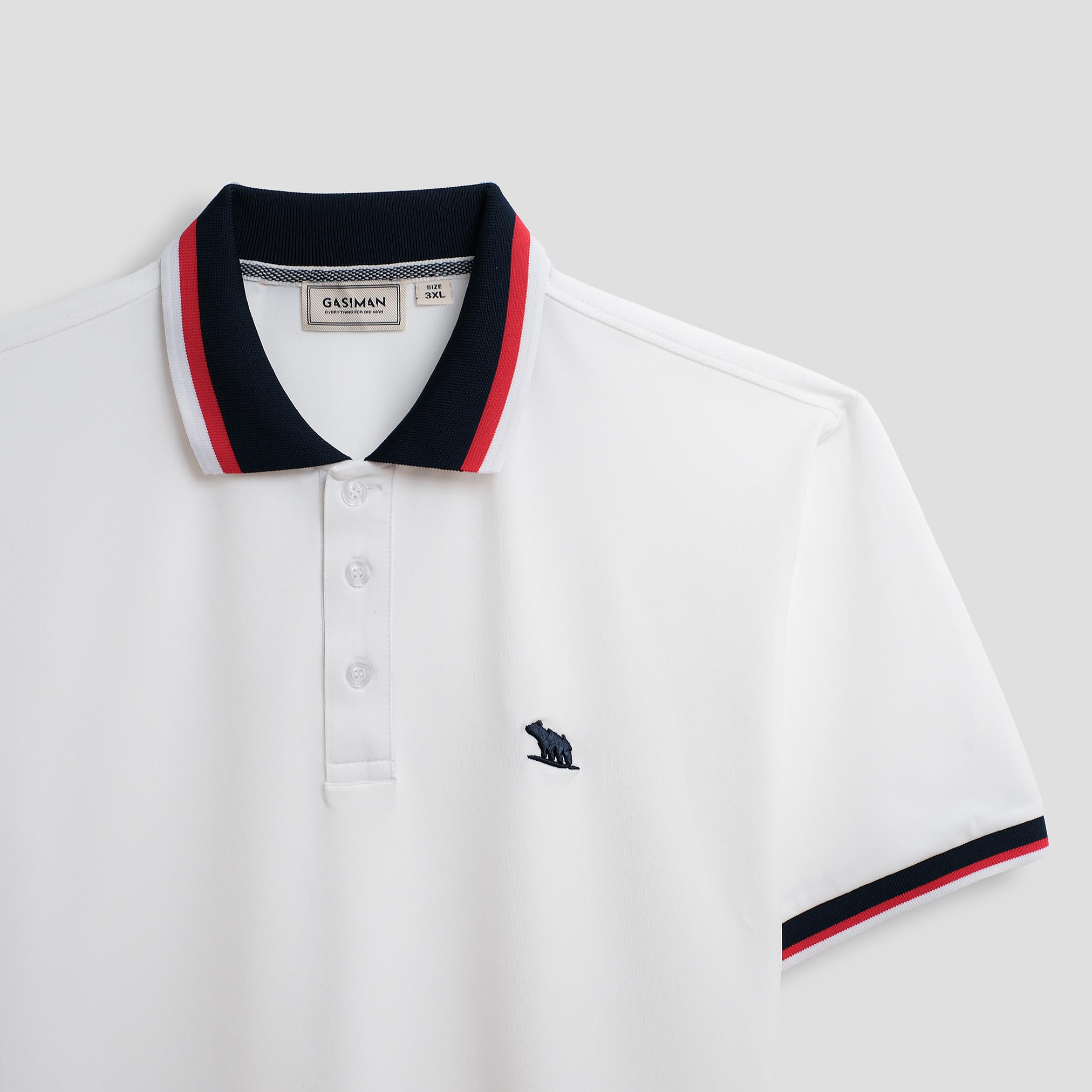Áo Polo Bigsize Màu Trắng Thêu Gấu Phối cổ 3 màu
