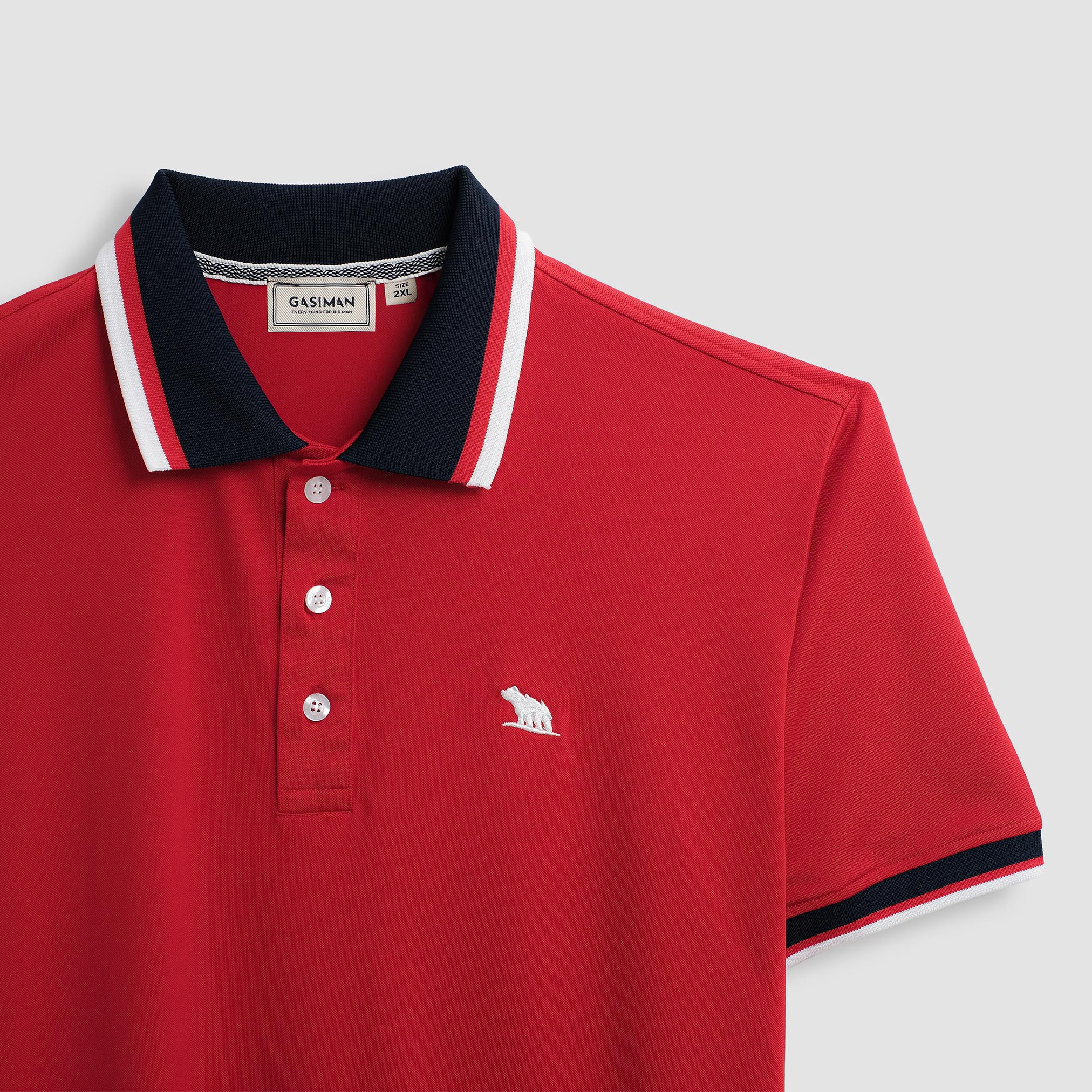 Áo Polo Bigsize Màu Đỏ Thêu Gấu Phối cổ 3 màu